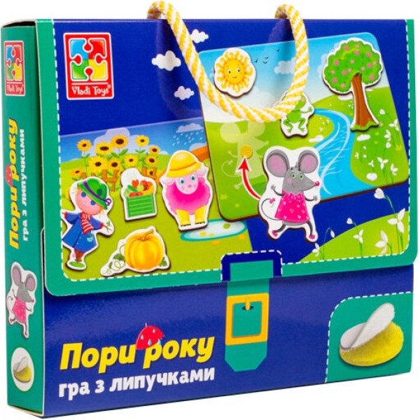 Настільна гра розвиваюча (3-4 роки) Vladi Toys з липучками "Яка пора року", укр (VT1302-25)