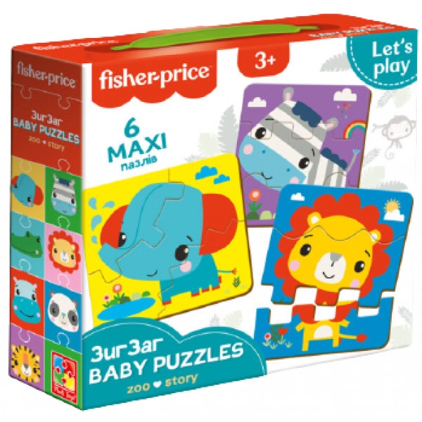 Пазли картонні (3-4 роки) Vladi Toys ЗигЗаг Fisher-Price. Zoo story, укр. (VT1722-07)