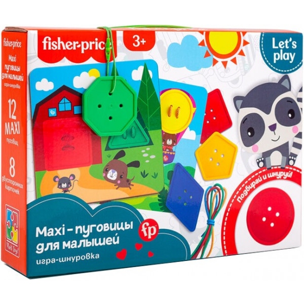 Настільна гра шнурівка (3-4 роки) Vladi Toys Fisher-Price. Maxi-гудзики, укр. (VT2905-22)