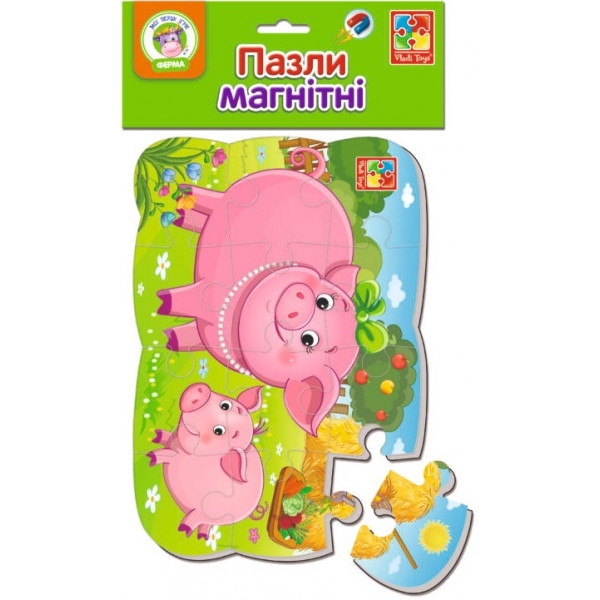 Пазли магнітні (до 2 років) Vladi Toys А5 "Свинка і порося" (укр) (VT3205-77)