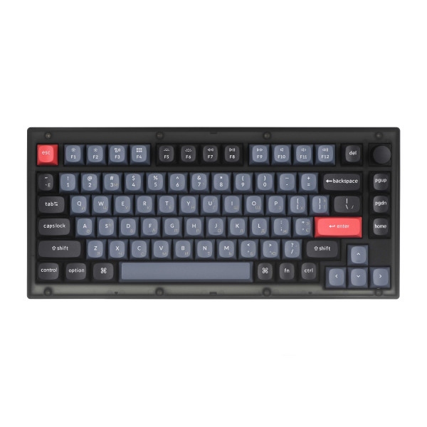 Клавіатура дротова Keychron V1 84 Key QMK Gateron G PRO Blue Hot-Swap RGB Knob Frosted Black