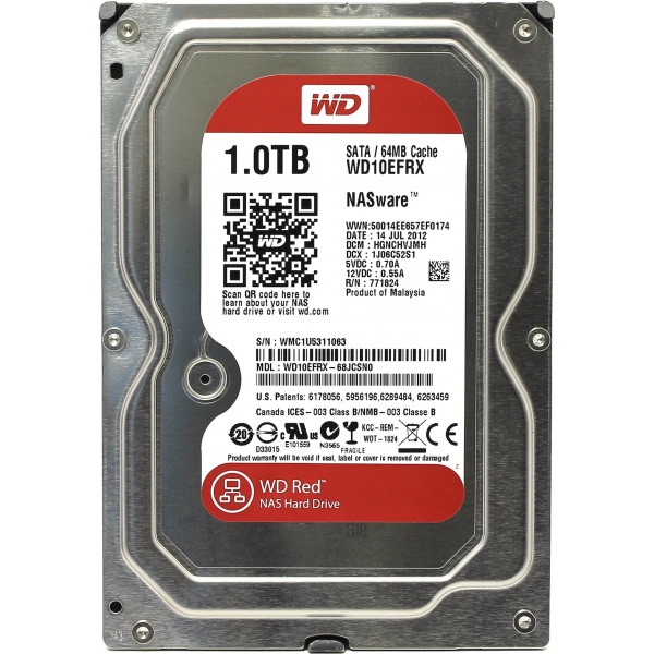 Жесткий диск внутренний WD Red 1 TB 5400 rpm 64 MB 3.5 SATA III (WD10EFRX)