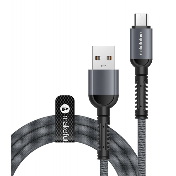 Кабель синхронізації даних MakeFuture USB Кабель MicroUSB 2.4 A 1 м Denim Grey (MCB-MD1GR)