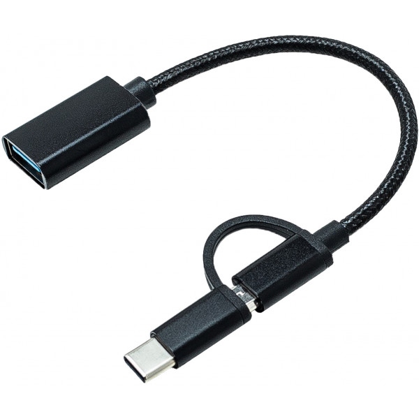 Перехідник XOKO AC-150 2 в 1 USB 3.0 - MicroUSB & USB Type-C з кабелем Black (AC-150-BK)
