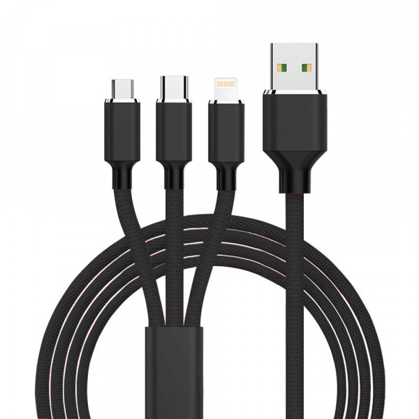 Кабель XOKO SC-330 Black 3 в 1 - Lightning Micro USB Type-C 1.20m (SC-330-BK)