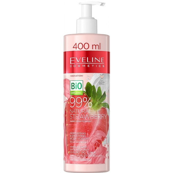 Крем для тіла EVELINE Cosmetics 99% Natural Strawberry розгладжуючий 400 мл (5901761987164)