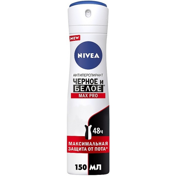 Дезодорант аерозольний NIVEA антиперсп. Чорне та Біле MAX PRO 150мл