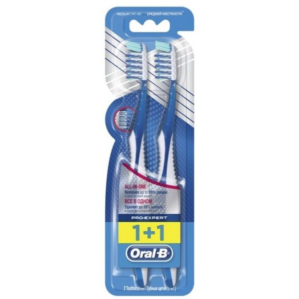 Зубна щітка Oral-B Pro Expert Все в одному 40 середня 1шт + 1шт безкоштовно