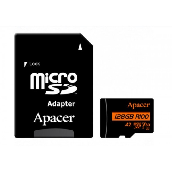 Карта пам'яті Apacer microSDXC 128GB UHS-I/U3 Class 10 (AP128GMCSX10U8-R) + SD адаптер