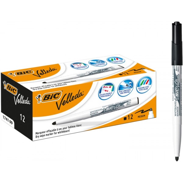 Набір маркерів BIC Velleda 1741 Black УП12 (3086121741098)