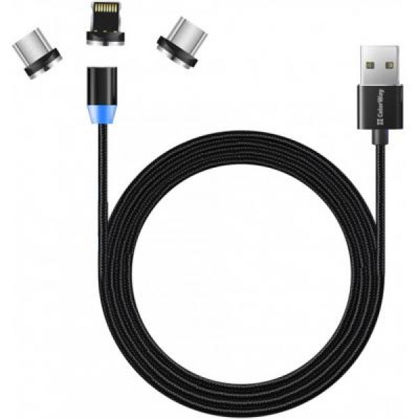 Кабель синхронізації даних Colorway USB - 3в1 Magnet (CW-CBUU020-BK)