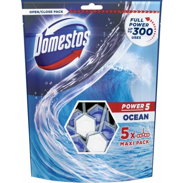 Туалетний блок Domestos Power 5 Свіжість океану 5x55г