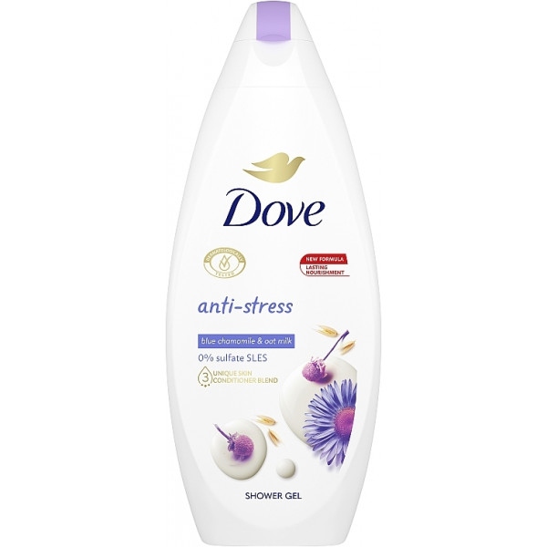 Гель для душа DOVE Антистрес з блакитною ромашкою та вівсяним молоком 250мл