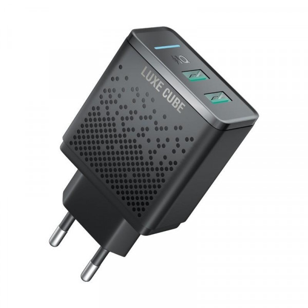 Мережевий зарядний пристрій Luxe Cube 2USB 2.4А Smart Black (8889998898996)