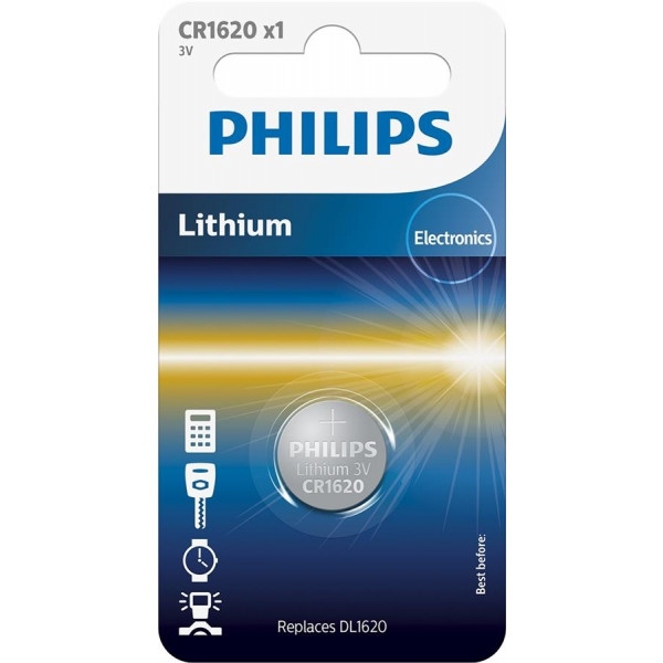 Батарейка Philips Lithium CR 1620 BLI 1 (CR1620/00B)