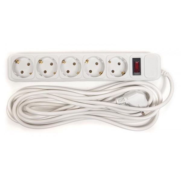 Мережевий фільтр PowerPlant JY-1056/5 (PPSA10M50S5) 5 розеток 5 м White