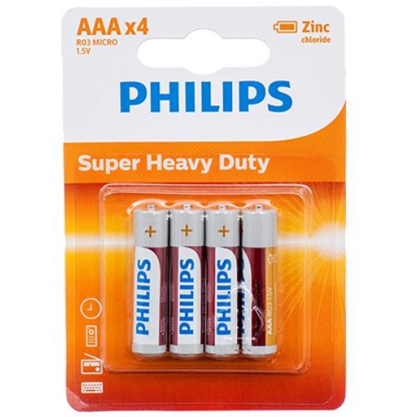 Батарейка тип AAA Philips LongLife Zinc Carbon AAA BLI 4 (R03L4B/10)