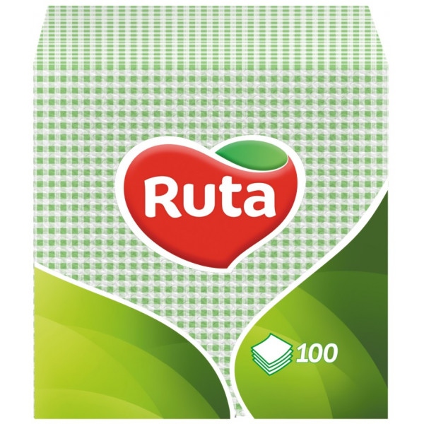 Серветки паперові Ruta 1 слой 24х24 см 100 шт. Зеленый (4820023740518)