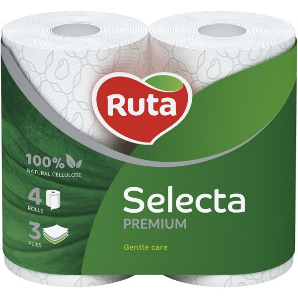 Туалетний папір Ruta Selecta 4 рулона 3 слоя Белая (4820023744387)