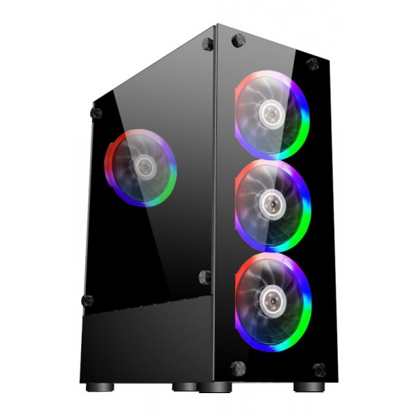 Корпус 1stPlayer Rainbow V2-A-R1 Color LED Black без блока питания