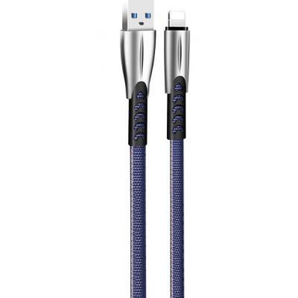 Кабель синхронізації даних Colorway USB 2.0 AM to Lightning 1.0m Zinc Alloy Blue (CW-CBUL010-BL)