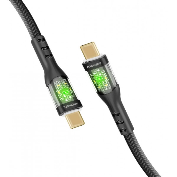 Кабель синхронізації даних Promate Type-C - USB Type-C (Transline-cc.Black)