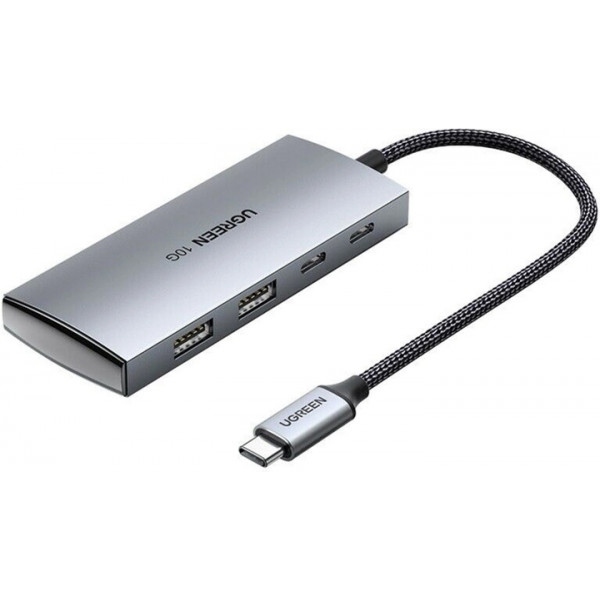 Хаб USB UGREEN CM480 USB-C to 2xUSB 3.2+2xUSB-C Adapter 10G Space Gray (30758)