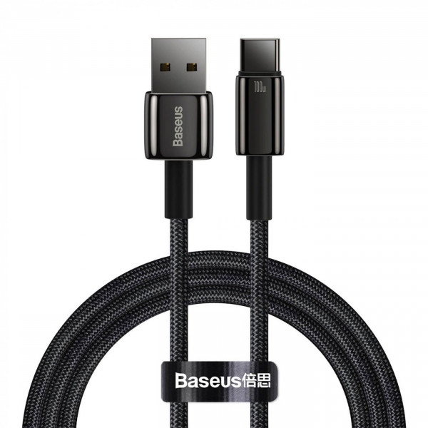Кабель синхронізації даних Baseus Tungsten Gold USB to Type-C 100W 1 m Black (CAWJ000001)
