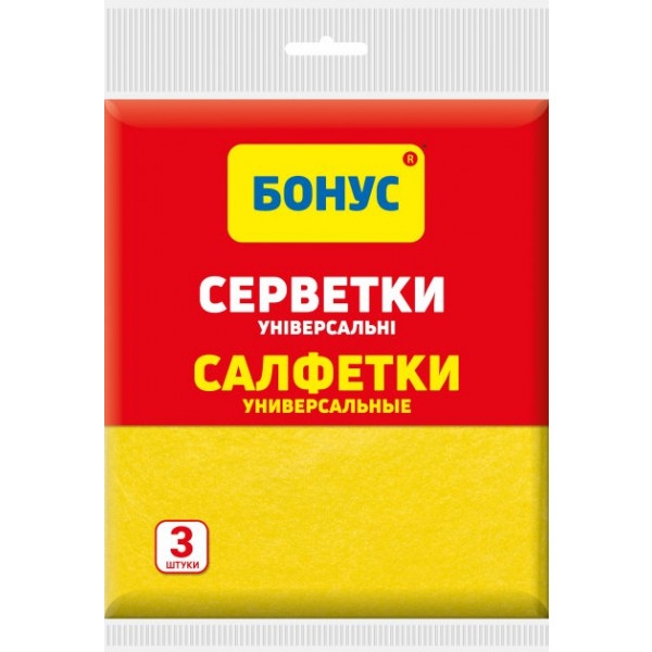 Серветка побутова Бонус віскозні 3шт