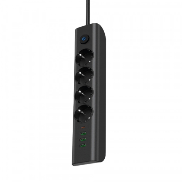 Мережевий фільтр Ultra PB70431 (4 роз., 3 USB, 1 Type-C, 2,5м) Чорний