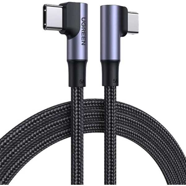 Кабель синхронізації даних UGREEN US335 Angled USB Type-C to Angled USB Type-C 1m Black (70696)
