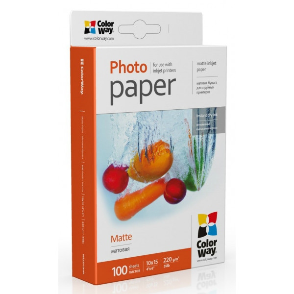 Фотопапір 10х15 Colorway 10x15 ПМ 220г/м-100л матовая (PM2201004R)