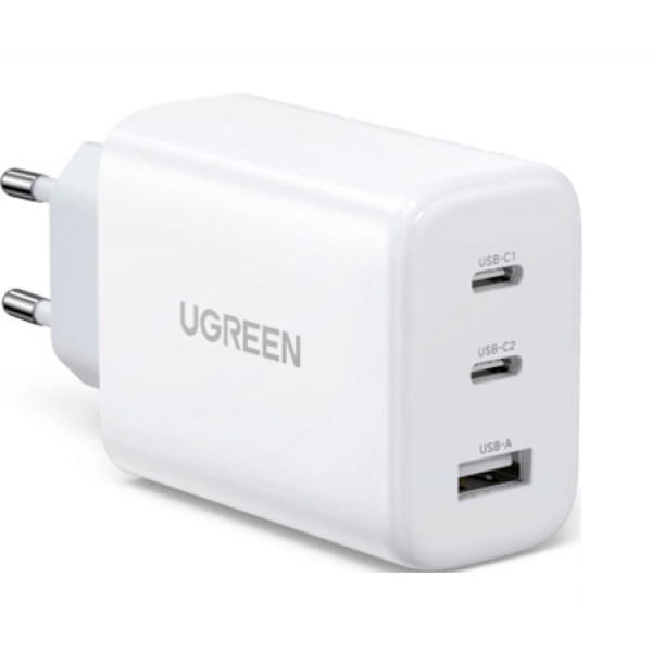 Мережевий зарядний пристрій UGREEN 3xCD275 USB 65W 2xType-C+USB QC3.0 (90496)