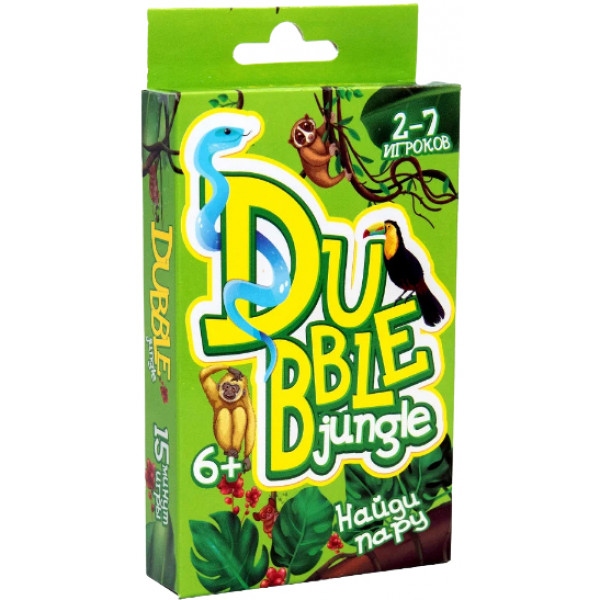 Настільна гра карткова (5-7 років) Strateg Dubble jungle (рос) (30345)