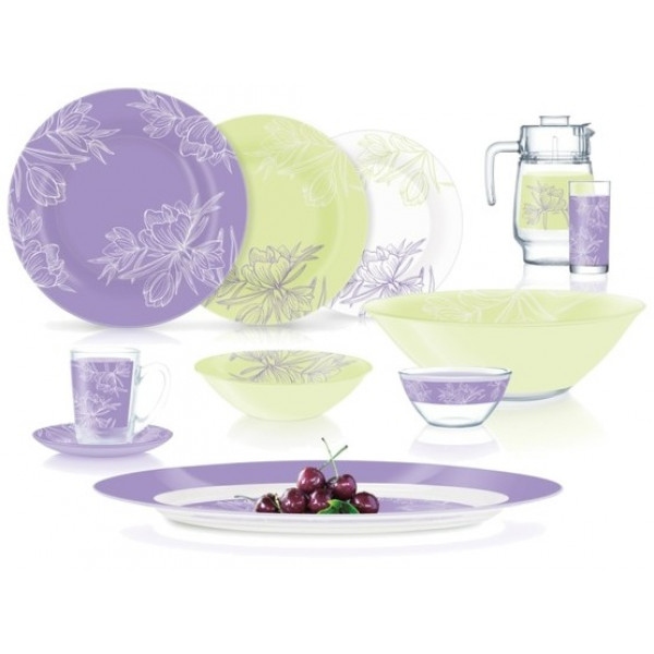 Столовий сервіз Luminarc AMB Fluer Blish Purple&Green 46 пр. (V0185)