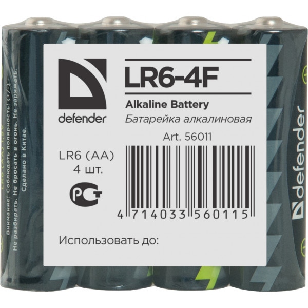 Батарейка тип AA Defender LR6 Alkaline  4 шт. (56011_6)