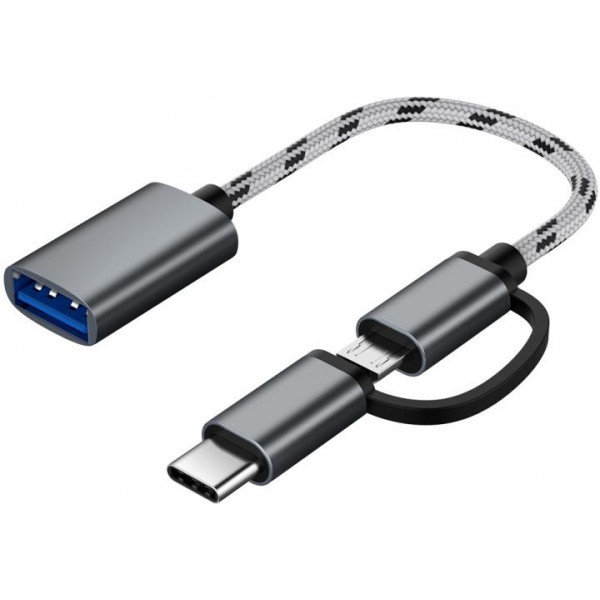Перехідник XOKO AC-150 2 в 1 USB 3.0 - MicroUSB & USB Type-C Space Grey (AC-150-SPGR)