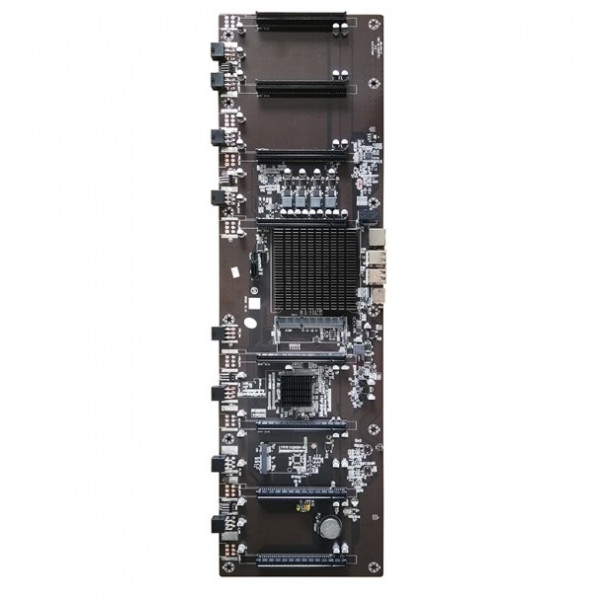 Материнська плата AFOX CPU ON-BOARD, Embedded Intel Celeron 847/1007u 1xDDR3L HDMI 170mm x 570mm 8xPCI-Ex16 Mining edition (AFHM65-ETH8EX)