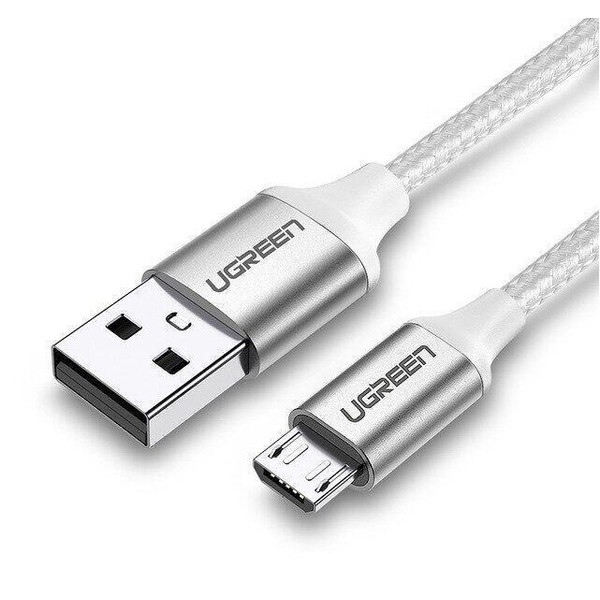 Кабель синхронізації даних UGREEN US290 USB - Micro USB Cable Aluminum Braid 1m White (60151)