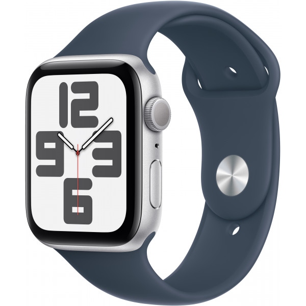 Смарт-годинник Apple Watch SE GPS 44mm Silver Aluminium Case with Storm Blue Sport Band - S/M