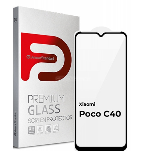 Захисне скло для смартфону Armorstandart Full Glue for Xiaomi Poco C40 Black (ARM62954)