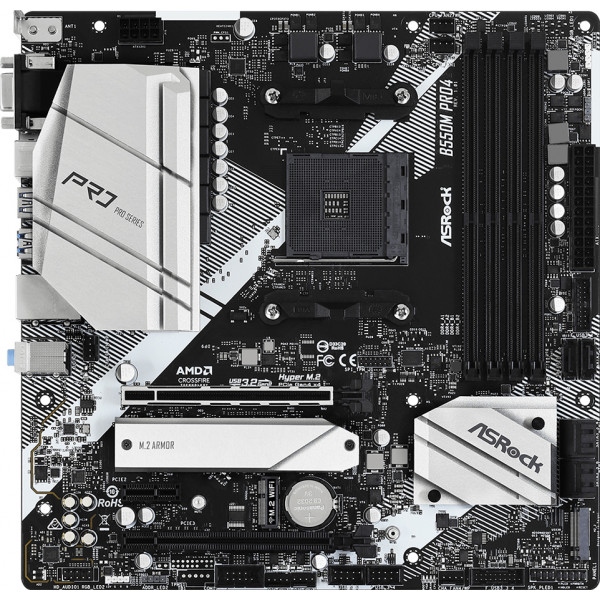 Материнська плата ASRock AMD AM4 B550 4DDR4 2PCIex16 2M.2 VGA/HDMI/DP TypeC (B550M Pro4)