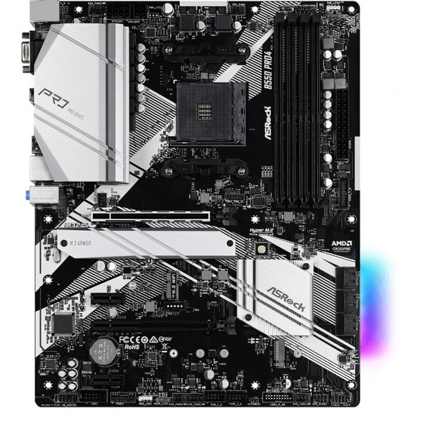Материнська плата ASRock AMD AM4 B550 4DDR4 2PCIex16 2M.2 VGA/HDMI TypeC (B550 Pro4)