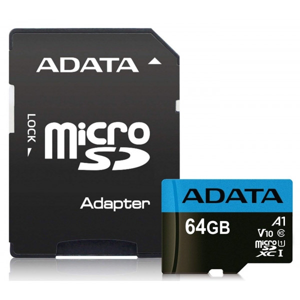 Карта пам'яті A-DATA microSDXC 64GB C10 UHS-I A1 + SD (AUSDX64GUICL10A1-RA1)