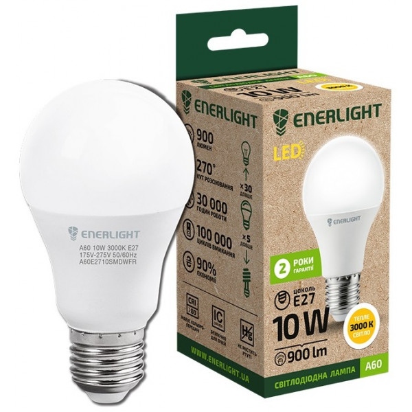 Лампочка світлодіодна Enerlight A60 10Вт 3000K E27