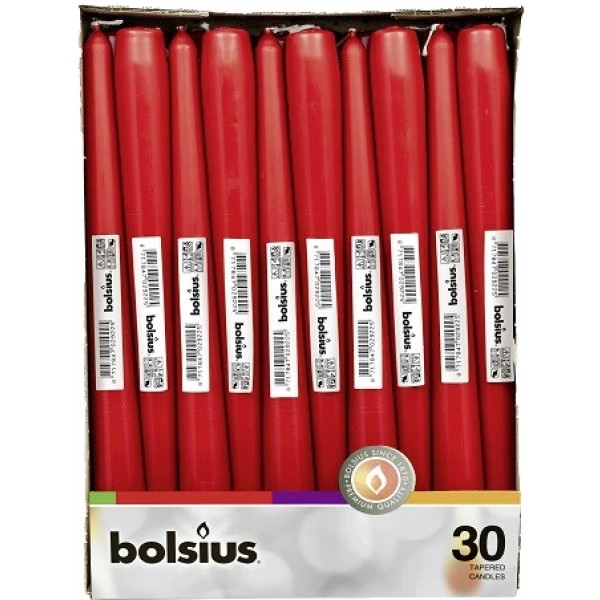 Свічка конусна Bolsius Червона 245/24, 30шт (359741.1)