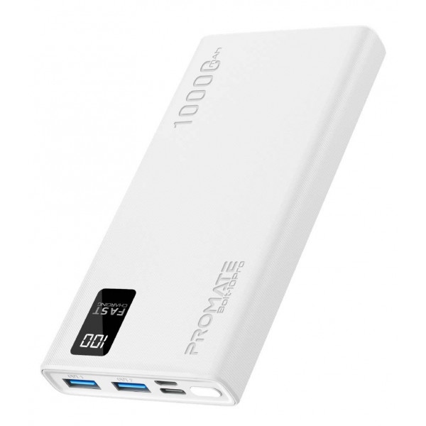 Батарея мобільна Promate Bolt-10 Pro 10000mAh White