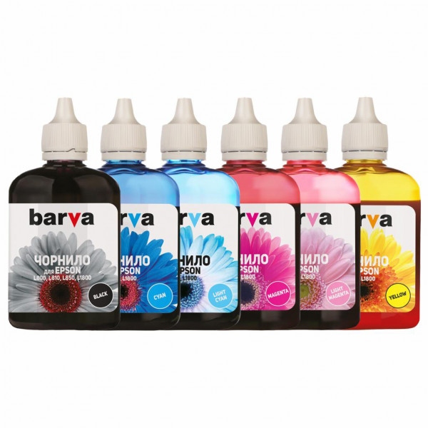 Чорнило BARVA Epson L800/L810/L850/L1800 (T673) B/C/M/Y/LC/LM 6х90 г (L800-090-MP)