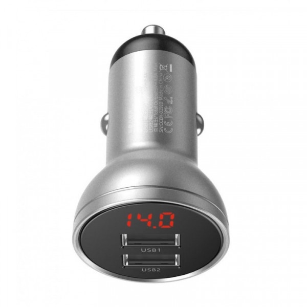 Автомобільний зарядний пристрій Baseus Display Dua Car Charger 24W