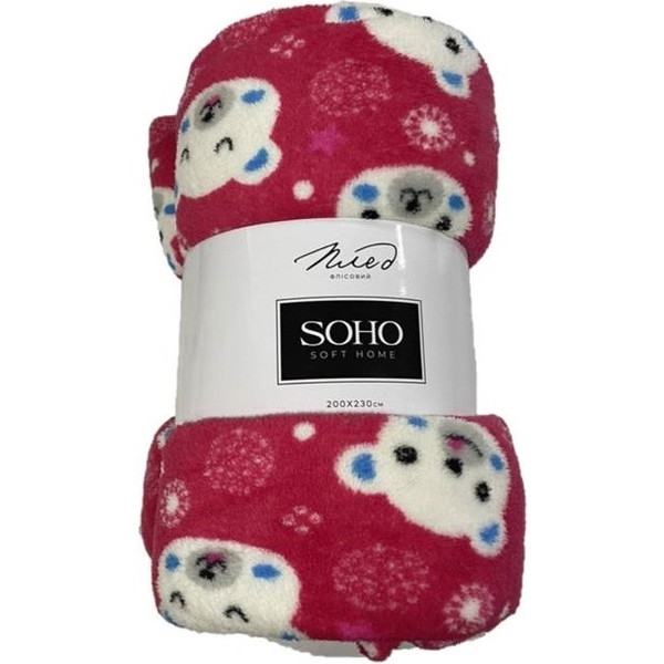 Плед двоспальний SOHO 200x230 см Bear face Red (1107К)